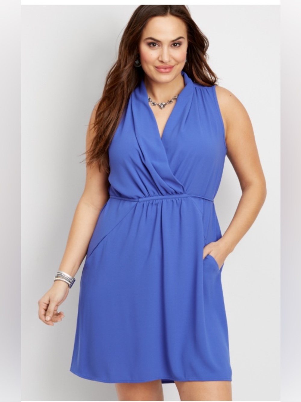 Maurices Tie Waist Shawl Blue Draped Wrap Dress